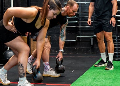 Personal training session at Jnemzcoaching, Wellington, England, GB with kettlebells.