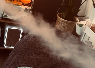 Relaxing spa ambiance at Serene Glow by Charlotte Aimée, Bristol, England, GB with soothing steam mist.