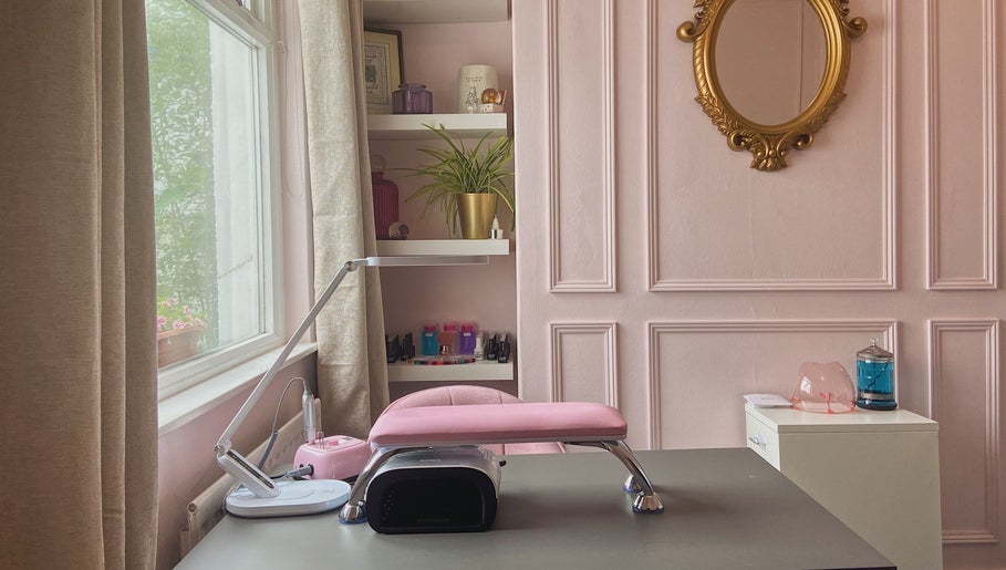 Stylish nail desk at Nails by Megan Caroline, Ballymena, Northern Ireland, GB.