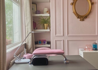 Stylish nail desk at Nails by Megan Caroline, Ballymena, Northern Ireland, GB.