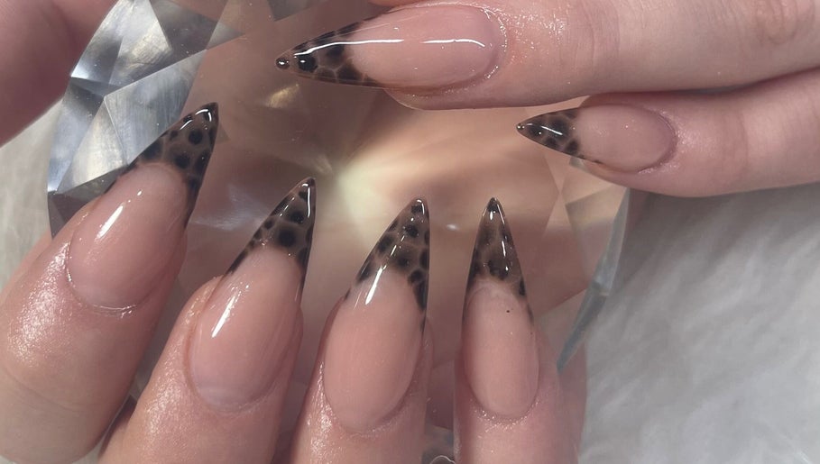 Leopard print stiletto nails at Ella's Nails & Lash Studio Middelburg, Middelburg, Mpumalanga, ZA.