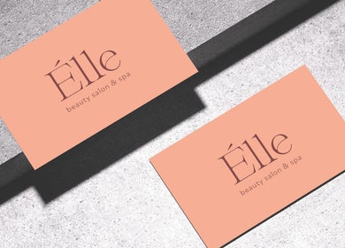 Elle Beauty Salon & Spa logo on business cards, Sharjah, Sharjah, AE.
