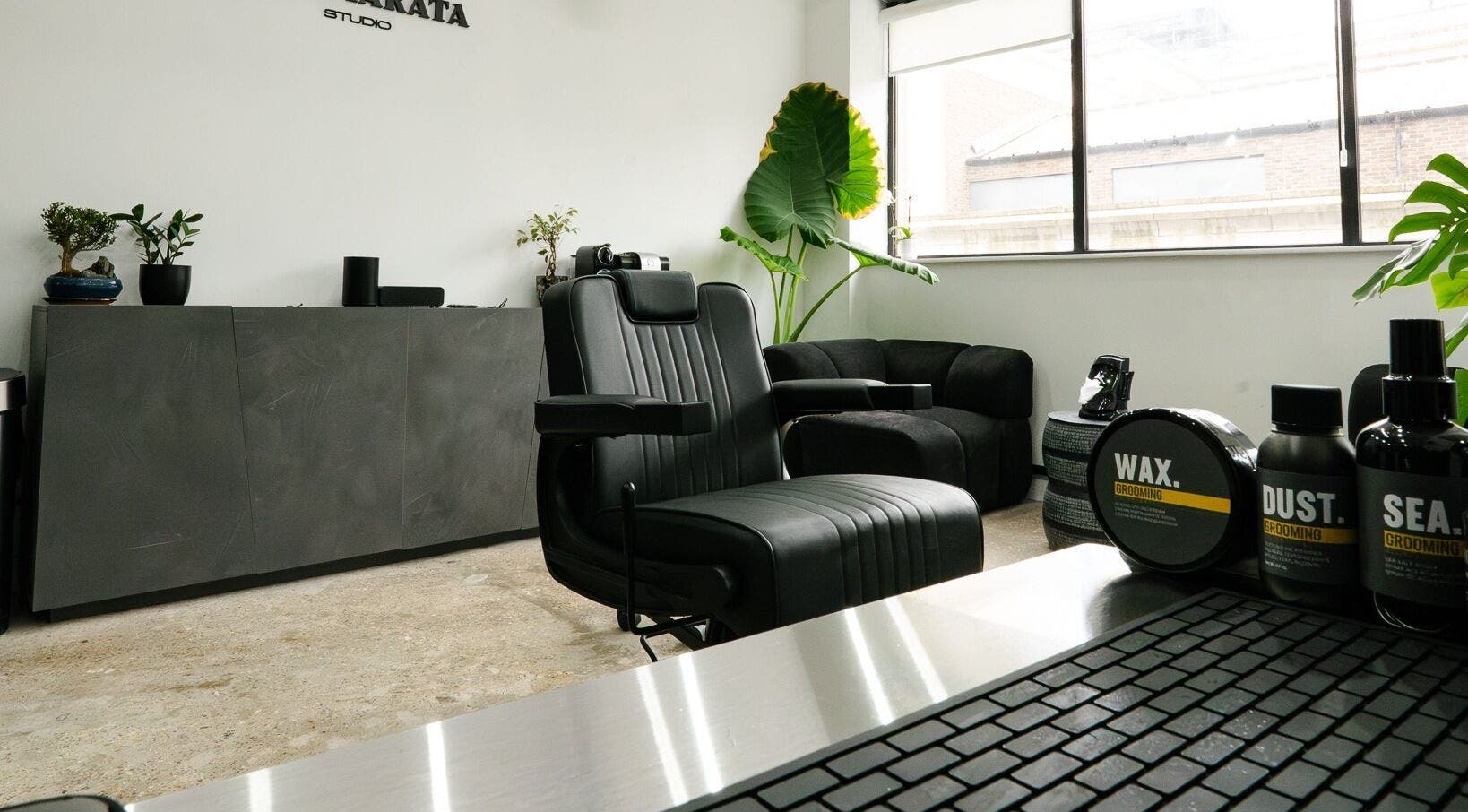 Cammarata Studio's elegant interior with sleek furniture and grooming products in London, England, GB.