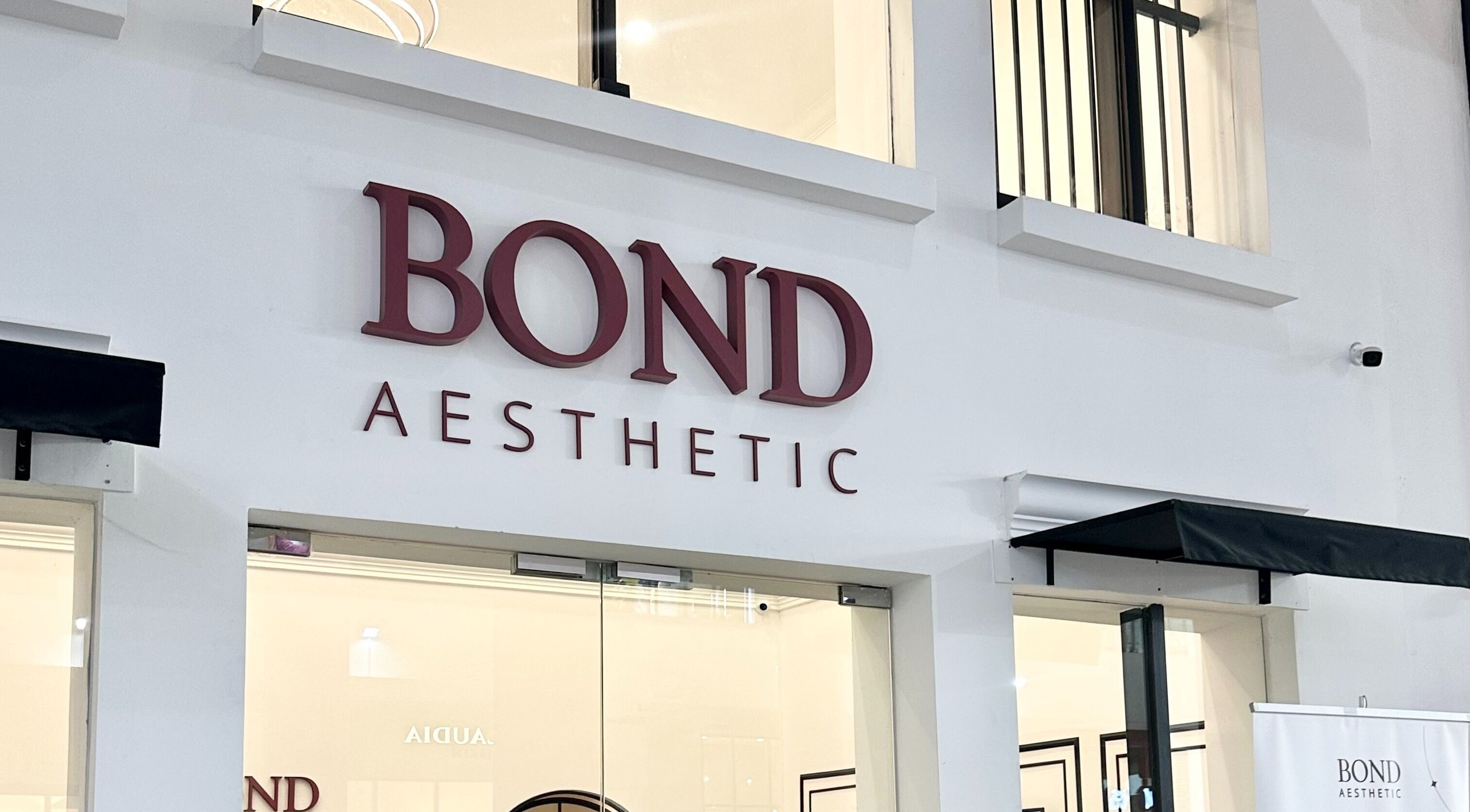 Bond Aesthetic exterior with sleek signage in Petaling Jaya, Selangor, MY.