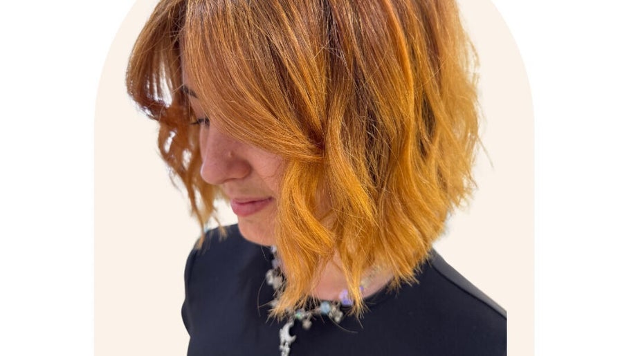 A stylish copper bob hairstyle at Tash Does My Hair, Forster, New South Wales, AU.