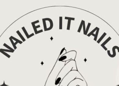 NAILED IT NAILS logo featuring a stylized hand with black nails, located in Markham, Ontario, CA.