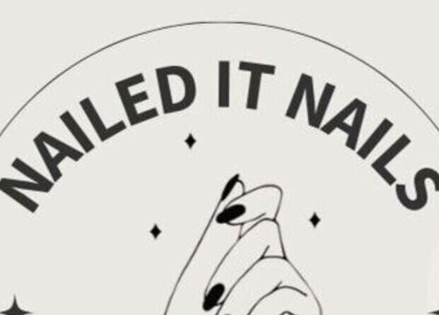 NAILED IT NAILS logo featuring a stylized hand with black nails, located in Markham, Ontario, CA.