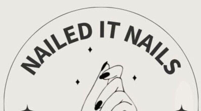 NAILED IT NAILS logo featuring a stylized hand with black nails, located in Markham, Ontario, CA.