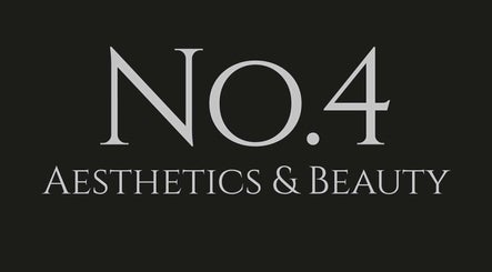Logo of No .4 Aesthetics & Beauty, St Albans, England, GB. Sleek lettering on a dark background.
