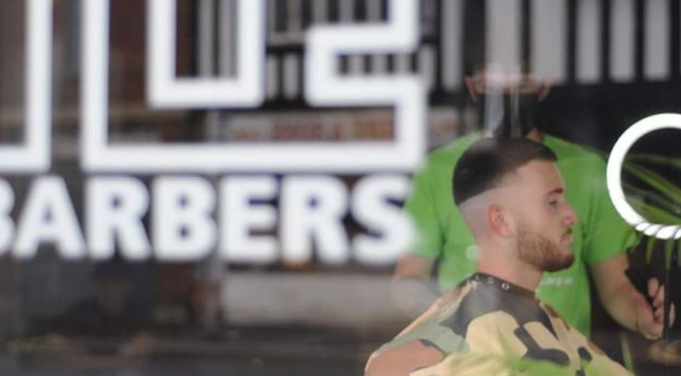 Client receiving a haircut at Hustle Barbers, Chesterfield, England, GB.