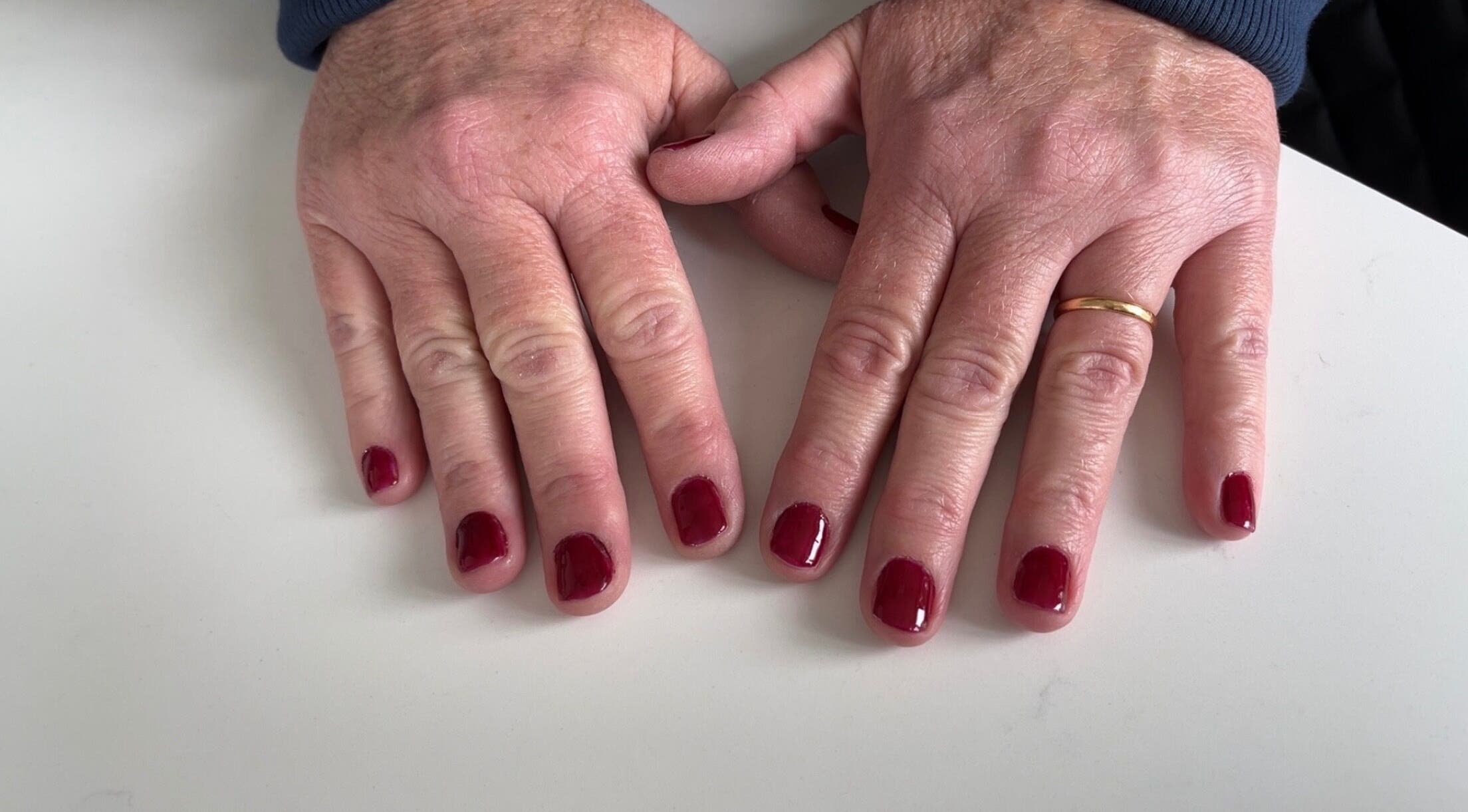 Fresh red manicure by NailsByL-Mobile Nail Technician in Nailsea, England, GB.