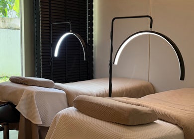 Calming wellness room at The Lash Crew, Marine Parade, SG with cozy beds and ambient lighting.