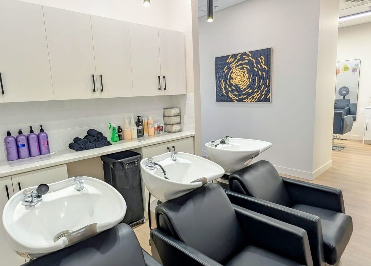 Modern salon wash area at Hairworks Salon Windsor in Lasalle, Ontario, CA offering comfort and style.