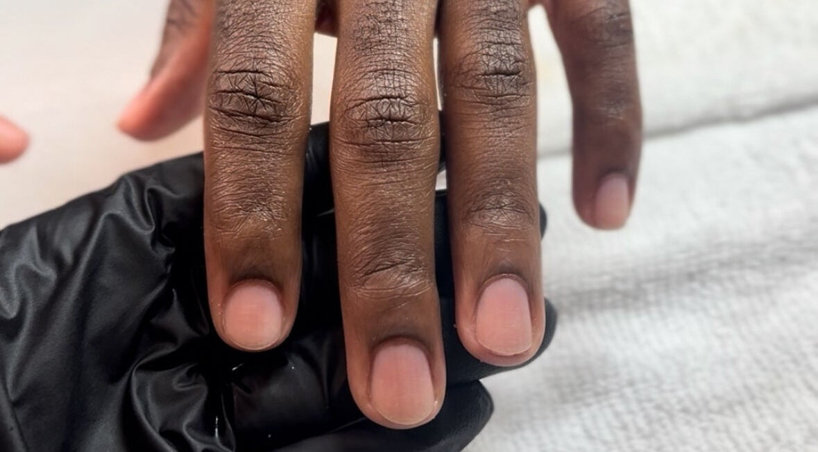 Close-up of manicured nails at The Nail Groomer Hands & Foot Care, Duluth, Georgia, US.