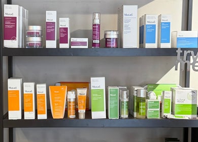 Variety of Murad skincare products on display at Gina Conway Beauty, London, England, GB.