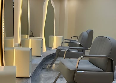 Modern salon chairs and mirrors at He Veux Hairstudio HAIR | NAIL | LASH, Wilayah Persekutuan, Wilayah Persekutuan, MY.