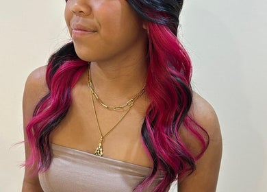 Vibrant pink and black hairstyle at He Veux Hairstudio HAIR | NAIL | LASH, Wilayah Persekutuan, MY.