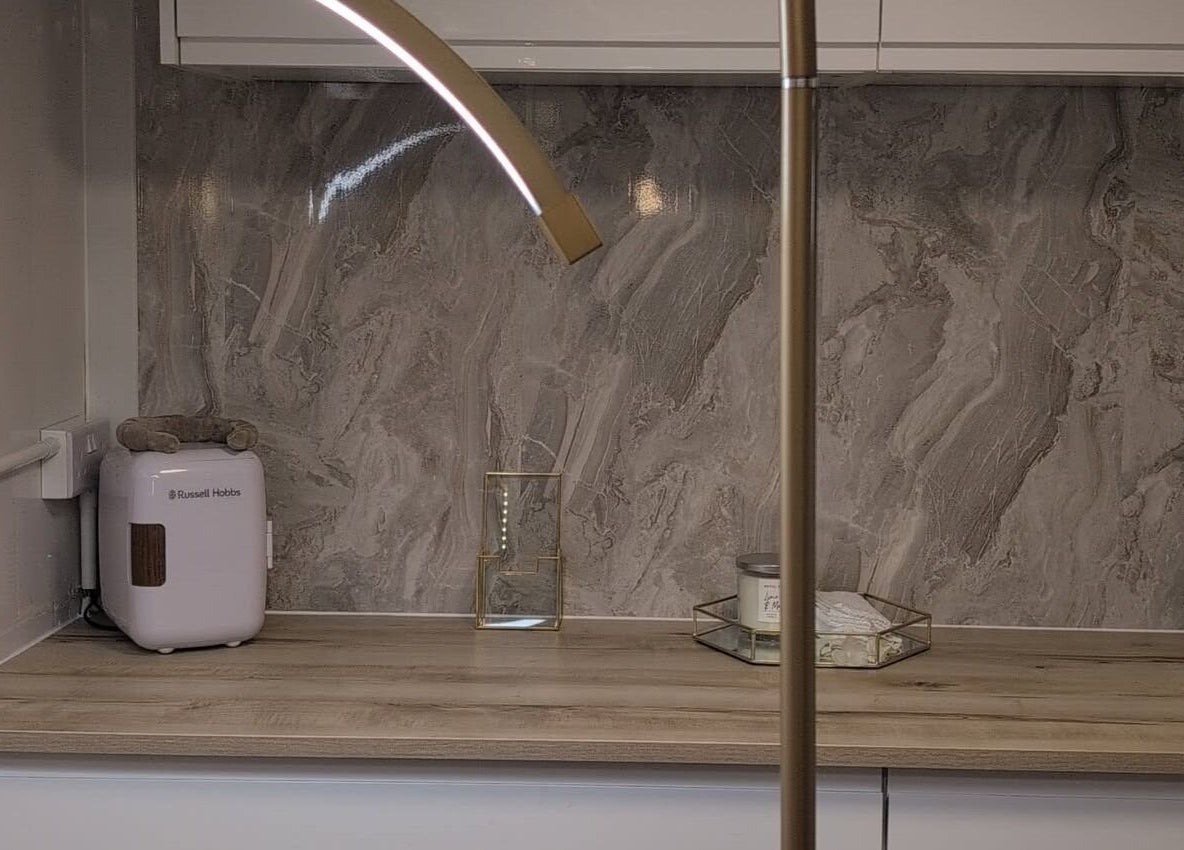 Modern countertop with sleek decor at Lume Lash Beauty, Nuneaton, England, GB.