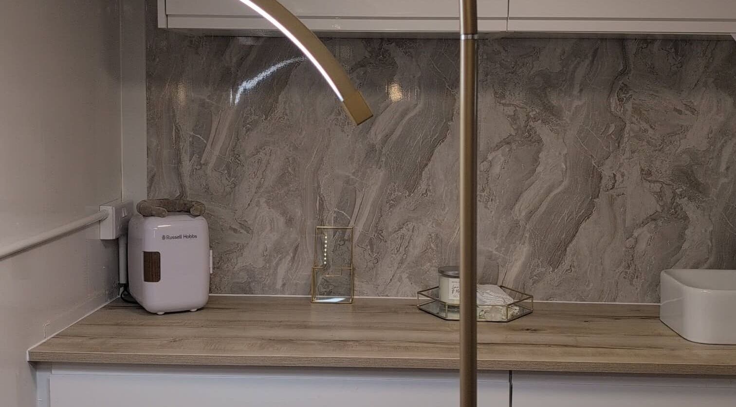 Modern countertop with sleek decor at Lume Lash Beauty, Nuneaton, England, GB.