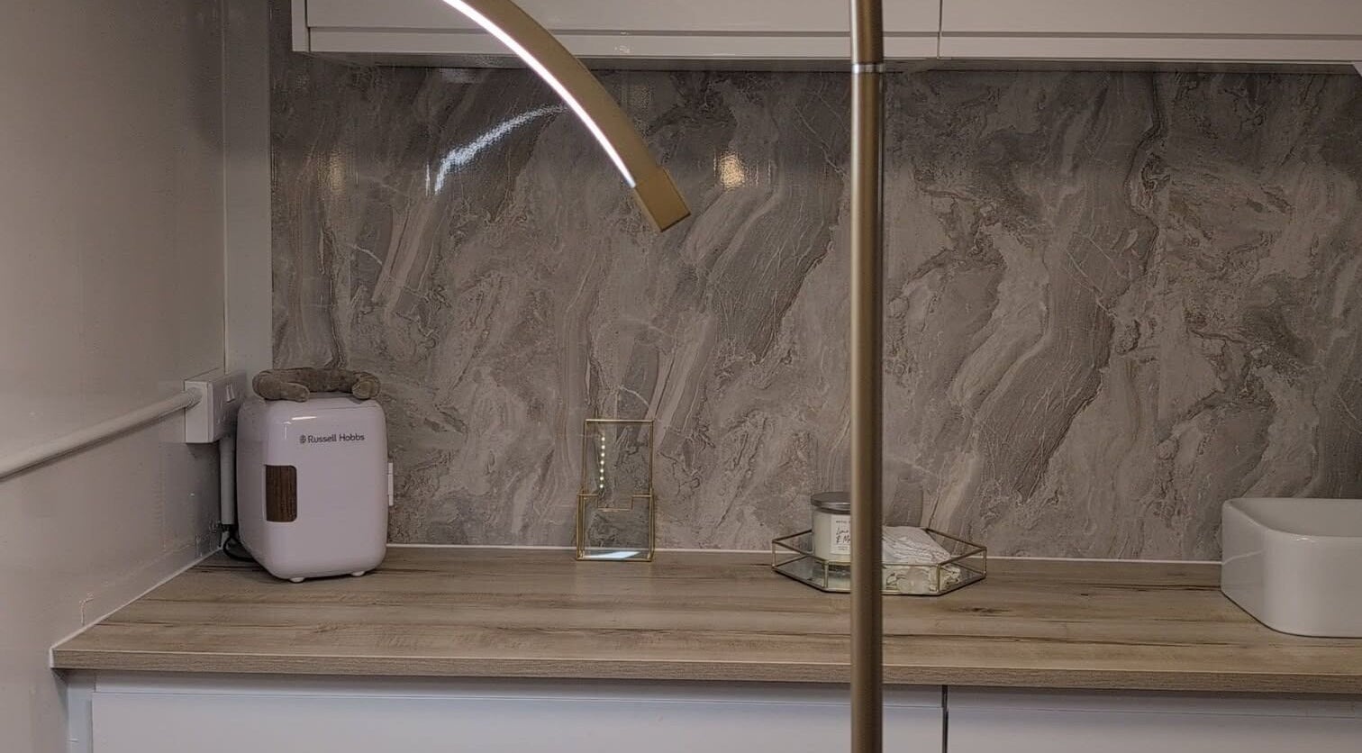 Modern countertop with sleek decor at Lume Lash Beauty, Nuneaton, England, GB.