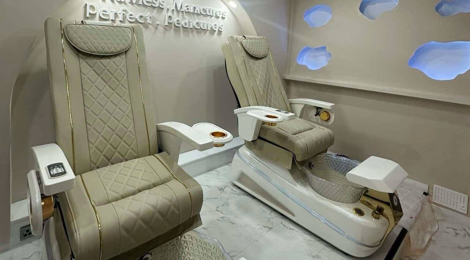 Luxurious pedicure chairs at Posh Nails Lurgan, Lurgan, Northern Ireland, GB, offering premium nail services.