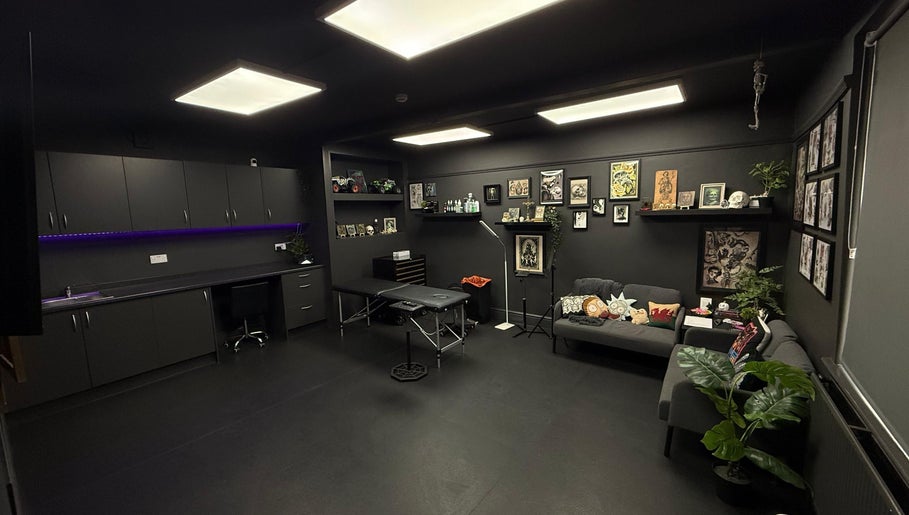Modern interior of Abbie Bradshaw PMU studio in Newton-le-willows, England, GB with sleek design and cozy decor.