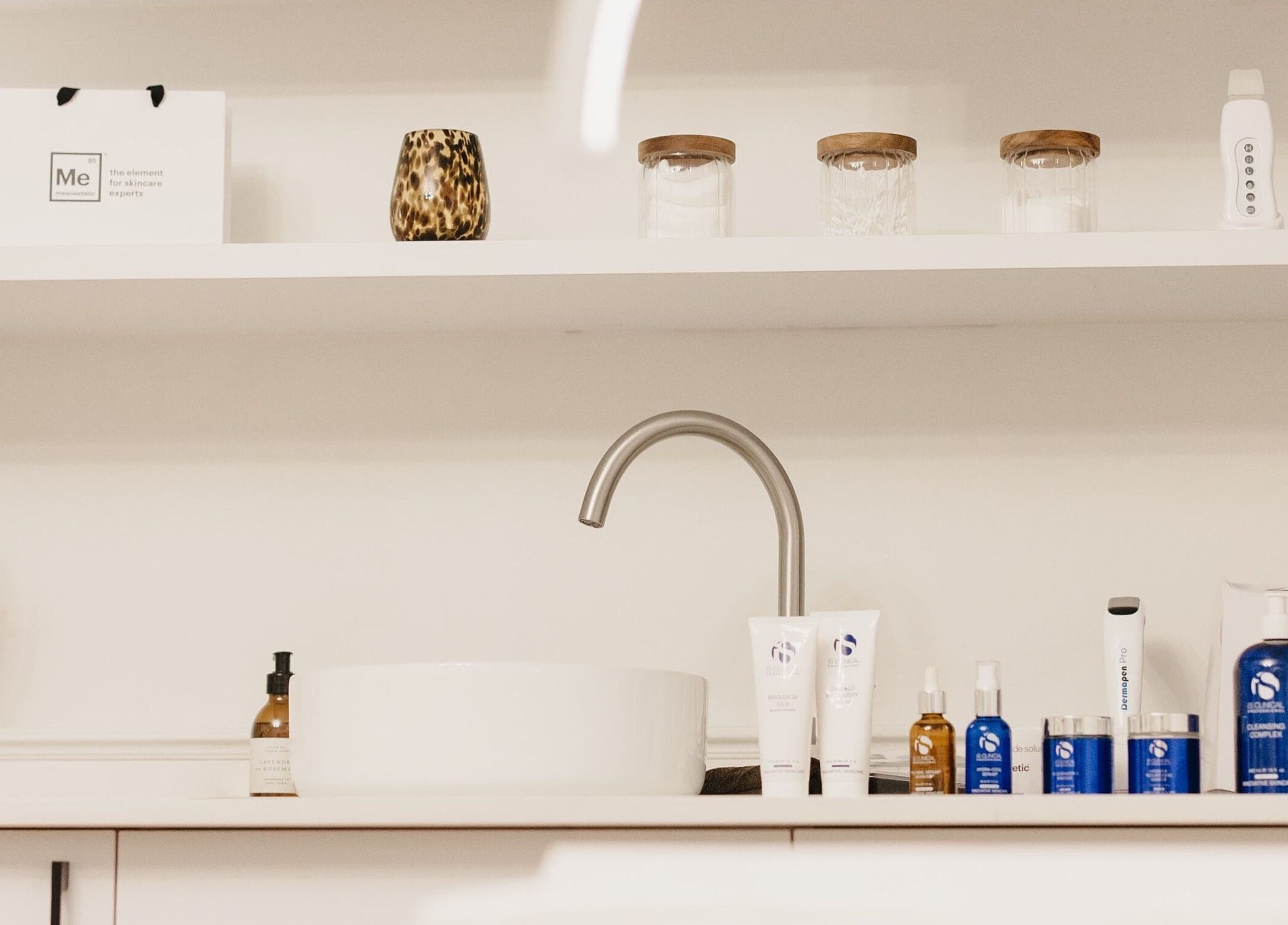 Skincare products on display at Pascale Dermal Aesthetics, Stellenbosch, Western Cape, ZA.