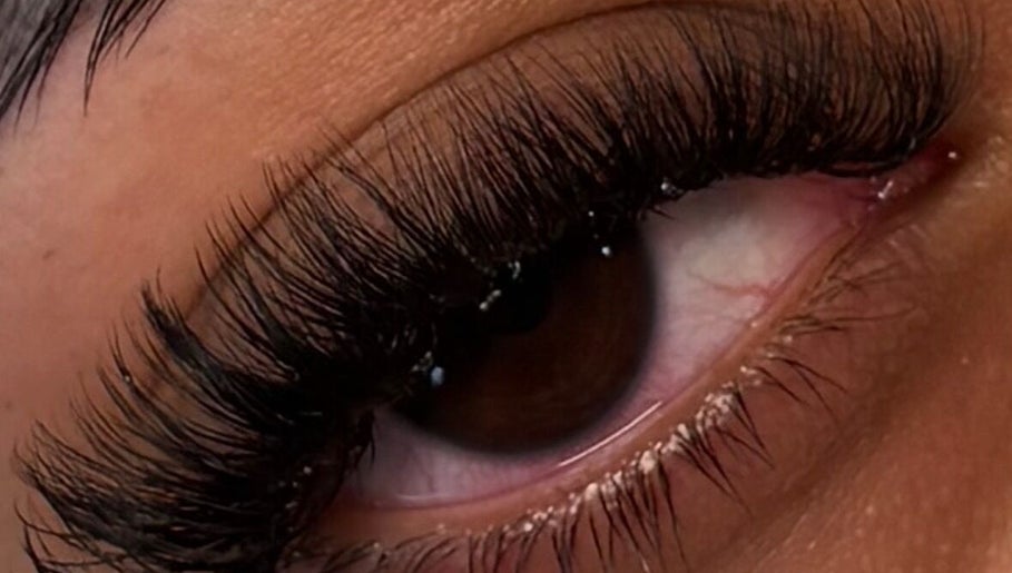 Close-up of elegant eyelash extensions at By Georgia Rose, Stoke-on-Trent, England, GB.