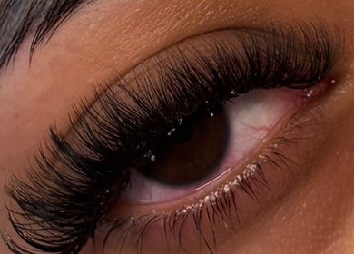 Close-up of elegant eyelash extensions at By Georgia Rose, Stoke-on-Trent, England, GB.