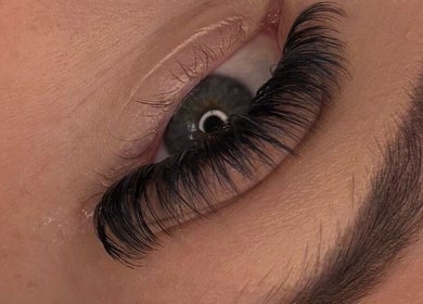 Close-up of expertly applied eyelashes at By Georgia Rose, Stoke-on-Trent, England, GB.