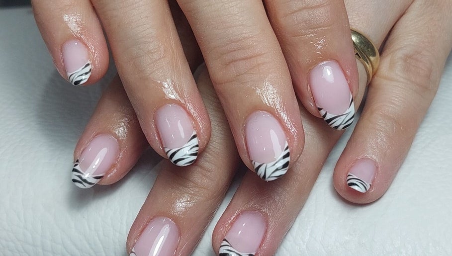 Elegant zebra nail design by Chloe Cross Nail Artist at Barnsley, England, GB.