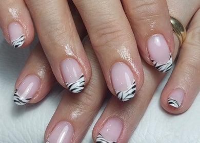Elegant zebra nail design by Chloe Cross Nail Artist at Barnsley, England, GB.