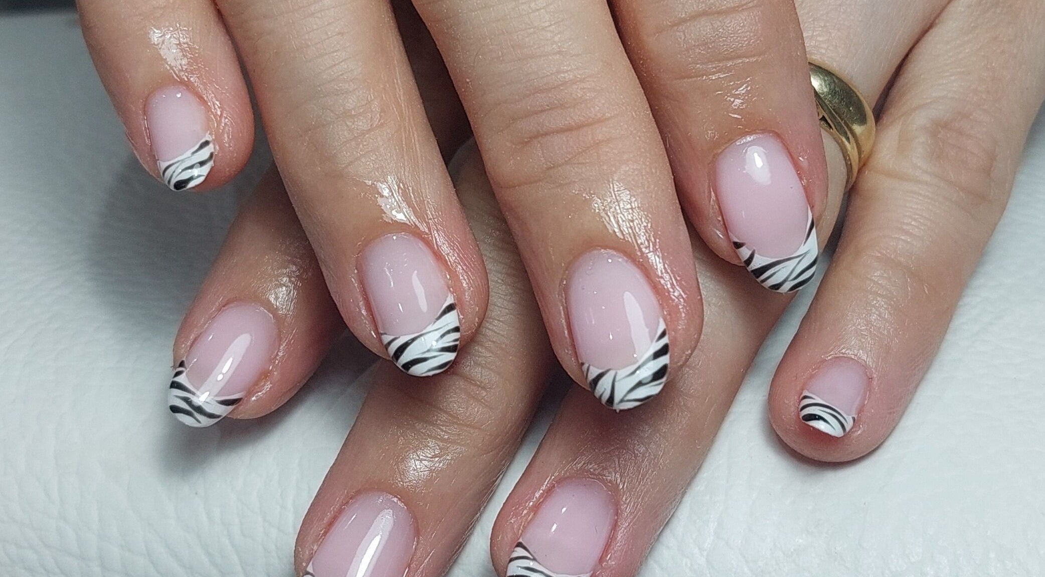 Elegant zebra nail design by Chloe Cross Nail Artist at Barnsley, England, GB.