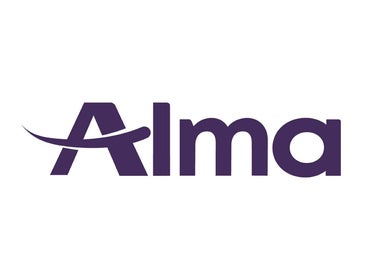 Alma logo in purple, part of Delight Laser Spa branding in New Barnet, England, GB.
