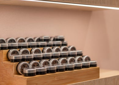 Elegant display of brow products at Exquisite Brows Eastgardens, Eastgardens, New South Wales, AU.