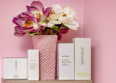 Floral decor and skincare products at Exquisite Brows and Spa Liverpool, New South Wales, AU.