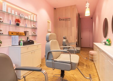 Luxurious interior of Exquisite Brows and Spa Warringah Mall, Brookvale, New South Wales, AU with salon chairs.