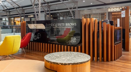Interior of Exquisite Brows and Spa Broadway, Glebe, New South Wales, AU with stylish seating and decor.