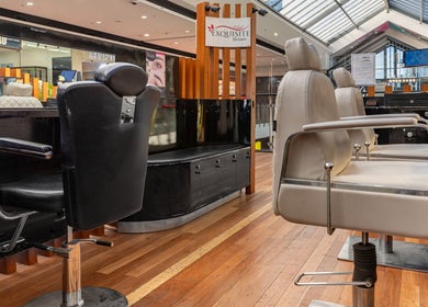 Modern salon chairs at Exquisite Brows and Spa Broadway in Glebe, New South Wales, AU.