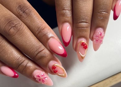 Intricate floral nail art at Luxe Studio Lounge By T, Christ Church, Christ Church, BB.