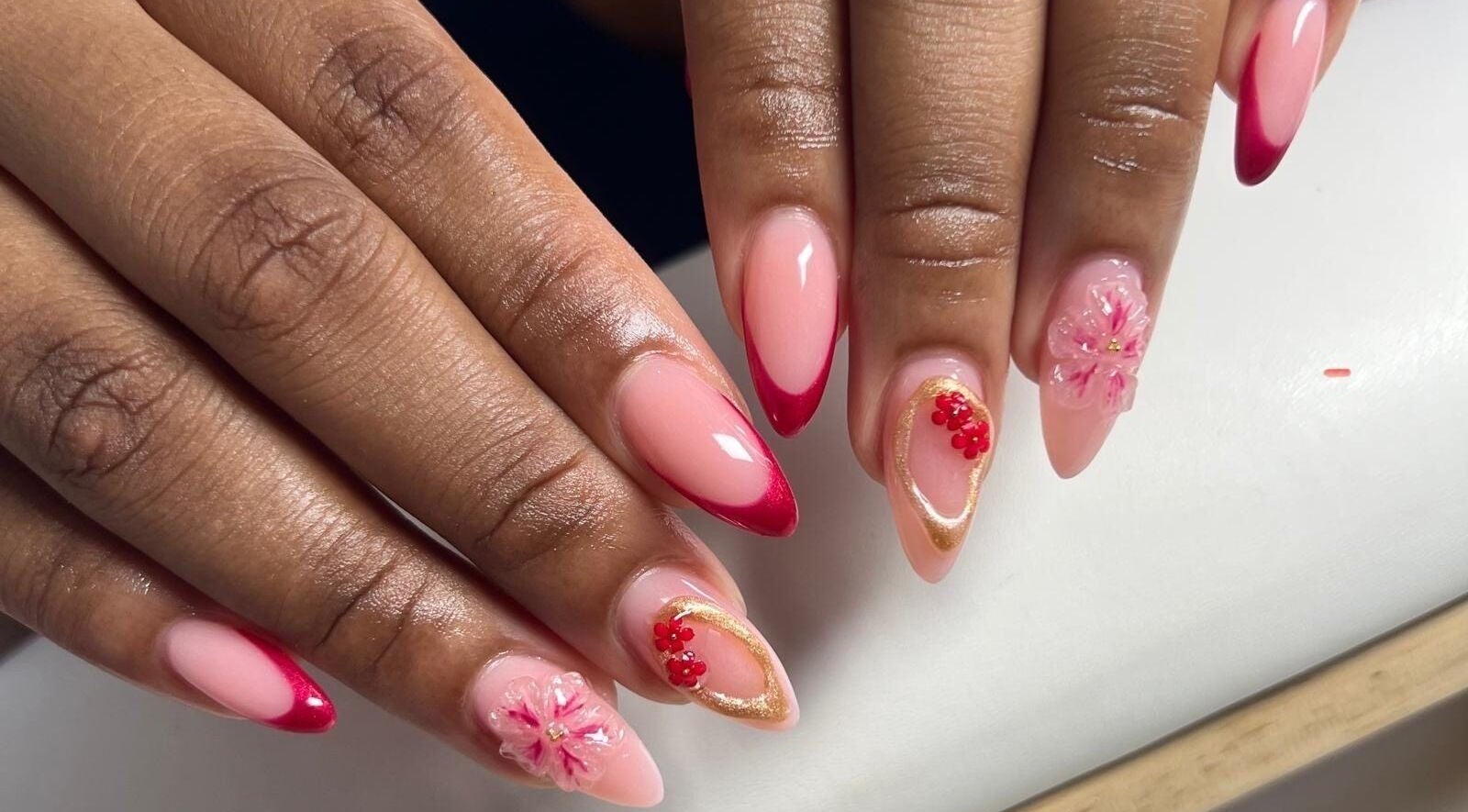Intricate floral nail art at Luxe Studio Lounge By T, Christ Church, Christ Church, BB.