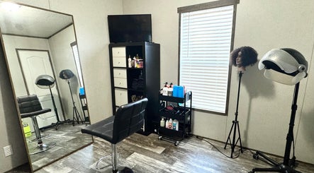 Modern salon setup at NUTRÉ Lake Worth, featuring styling chair and hair equipment in Lake Worth, Florida, US.