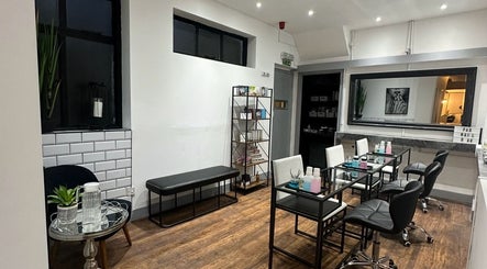 Sleek, modern nail studio at PAB, Newcastle upon Tyne, England, GB with polished decor and comfy seating.