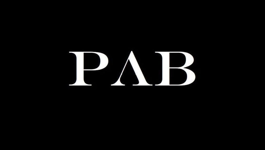 PAB's stylish logo on a black backdrop, Newcastle upon Tyne, England, GB.