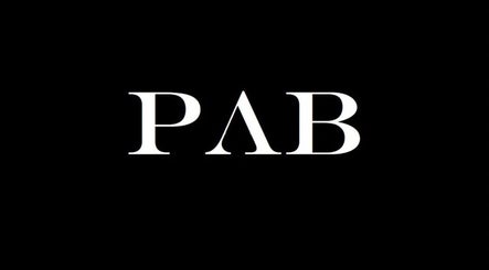 PAB's stylish logo on a black backdrop, Newcastle upon Tyne, England, GB.
