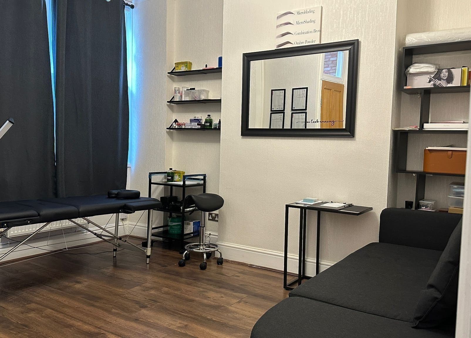 Modern beauty room at Studio 88, Cardiff, Wales, GB, with sleek furnishings and professional setup.