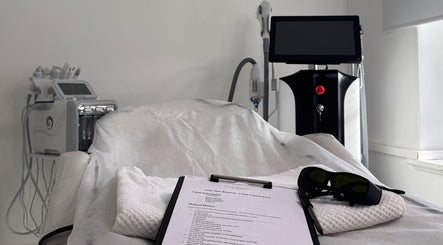 Modern spa room with equipment at Nova Touch Clinic, Edgware, England, GB, ready for wellness treatments.