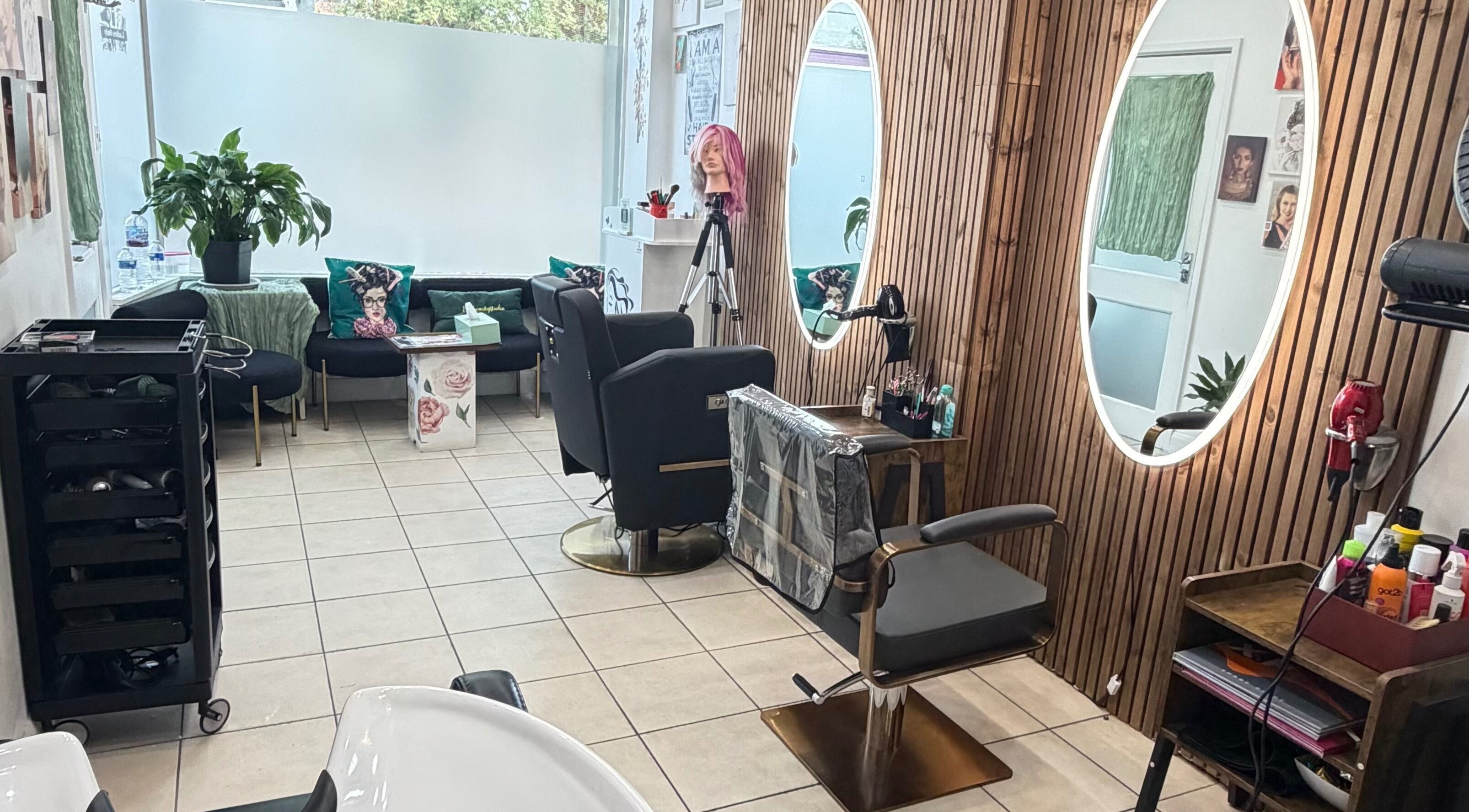 Eliabeautystudio Ladies HairSalon in Wembley, England, GB featuring modern interiors and styling stations.