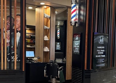 Interior of JOELS Barber Shop | Brisbane City, with modern decor at Brisbane City, Queensland, AU.