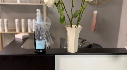 Elegant rose and champagne at reception of Shelly’s Hair Salon in West Newton, Pennsylvania, US.